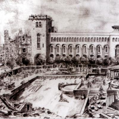 Арарат Гарибян. Строительство бассейна на площади Ленина. 1950 г.