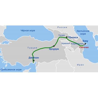 Карта нефтепровода Баку-Тбилиси-Джейхан